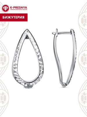 Серьги бижутерия, покрытие - серебрение с оксидированием, без вставок