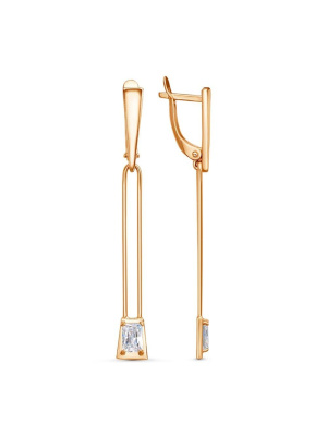 Серьги бижутерия, покрытие - золочение, вставка - фианит (недрагоценный камень)