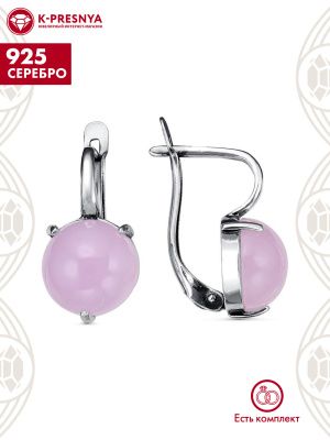 Серьги серебро 925 пробы, покрытие - оксидирование, вставка - искусственный кварц розовый