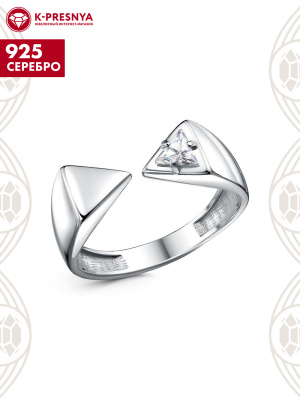 Кольцо серебро 925 пробы, покрытие - родирование, вставка - фианит (недрагоценный камень)