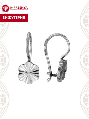 Серьги бижутерия, покрытие - серебрение с оксидированием, без вставок
