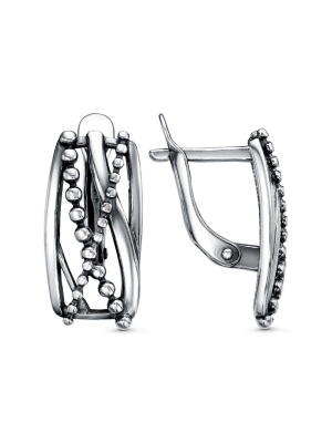 Серьги серебро 925 пробы, покрытие - оксидирование, без вставок