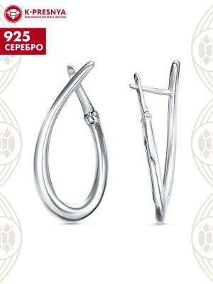 Серьги серебро 925 пробы, покрытие - родирование, без вставок