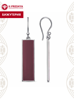 Серьги бижутерия, покрытие - платинирование, отделка - эмаль, без вставок