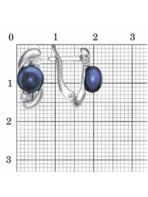 Серьги бижутерия, покрытие - платинирование, вставка - культивированный жемчуг, фианит (недрагоценный камень)