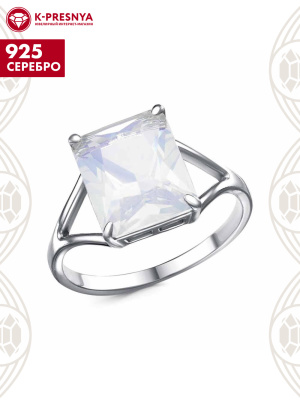 Кольцо серебро 925 пробы, покрытие - платинирование, вставка - стекло ювелирное собственной огранки
