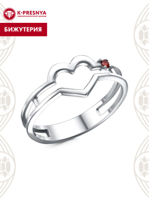 Кольцо бижутерия, покрытие - платинирование, вставка - фианит (недрагоценный камень)