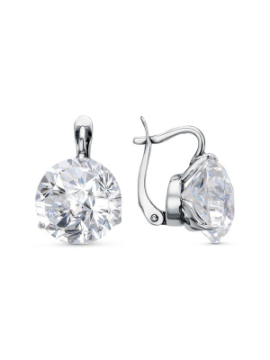 Серьги серебро 925 пробы, покрытие - оксидирование, вставка - фианит собственной огранки (недрагоценный камень)