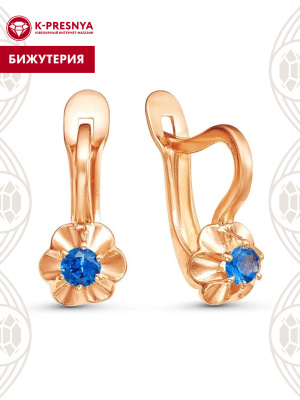 Серьги бижутерия, покрытие - золочение, вставка - искусственная шпинель