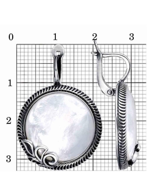 Серьги серебро 925 пробы, покрытие - оксидирование, вставка - перламутр