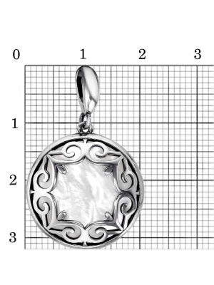 Подвеска бижутерия, покрытие - серебрение с оксидированием, вставка - перламутр