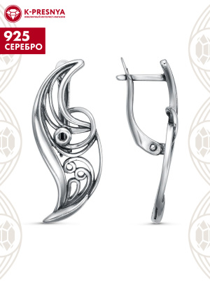 Серьги серебро 925 пробы, покрытие - оксидирование, без вставок