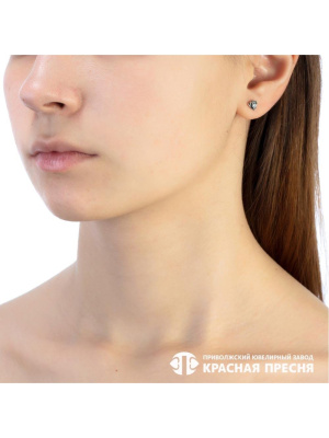 Серьги серебро 925 пробы, покрытие - оксидирование, вставка - фианит (недрагоценный камень)
