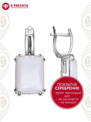 Серьги бижутерия, покрытие - серебрение с оксидированием, вставка - стекло ювелирное собственной огранки