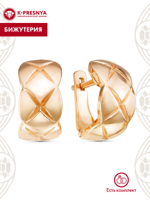 Серьги бижутерия, покрытие - золочение, без вставок