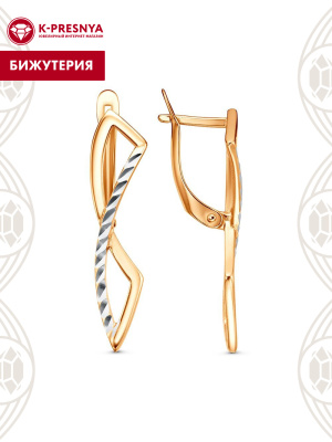 Серьги бижутерия, покрытие - золочение, отделка - алмазная грань, без вставок
