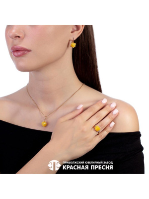 Серьги серебро 925 пробы, покрытие - золочение, вставка - фианит собственной огранки (недрагоценный камень)