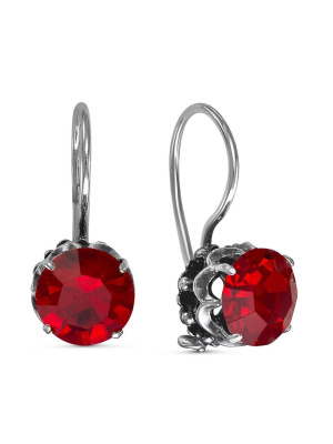 Серьги бижутерия, покрытие - серебрение с оксидированием, вставка - стекло ювелирное preciosa