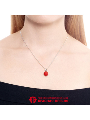 Подвеска серебро 925 пробы, покрытие - родирование, вставка - имитация жемчуга