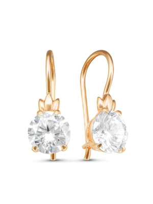 Серьги бижутерия, покрытие - золочение, вставка - фианит (недрагоценный камень)