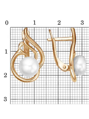 Серьги серебро 925 пробы, покрытие - золочение, вставка - культивированный жемчуг