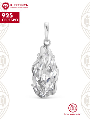 Подвеска серебро 925 пробы, покрытие - оксидирование, вставка - фианит собственной огранки (недрагоценный камень)
