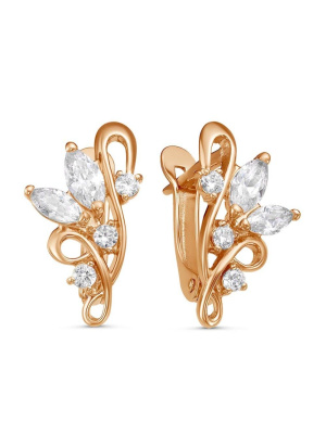 Серьги бижутерия, покрытие - золочение, вставка - фианит (недрагоценный камень)