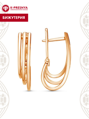 Серьги бижутерия, покрытие - золочение, без вставок