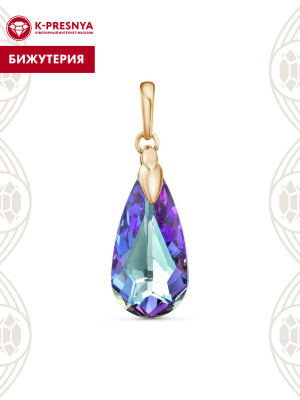 Подвеска бижутерия, покрытие - золочение, вставка - ювелирное стекло европейской огранки