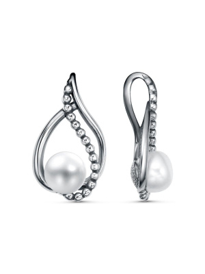 Подвеска бижутерия, покрытие - серебрение с оксидированием, вставка - культивированный жемчуг