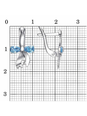 Серьги серебро 925 пробы, покрытие - платинирование, вставка - фианит (недрагоценный камень)