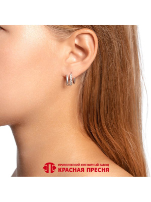 Серьга серебро 925 пробы, покрытие - родирование, вставка - фианит (недрагоценный камень) Серьга серебро 925 пробы, покрытие - родирование, вставка - фианит (недрагоценный камень)