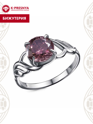 Кольцо бижутерия, покрытие - серебрение с оксидированием, вставка - фианит (недрагоценный камень)