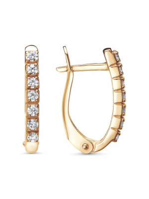 Серьги серебро 925 пробы, покрытие - золочение, вставка - фианит (недрагоценный камень)