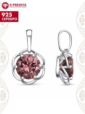 Подвеска серебро 925 пробы, покрытие - платинирование, вставка - фианит (недрагоценный камень)