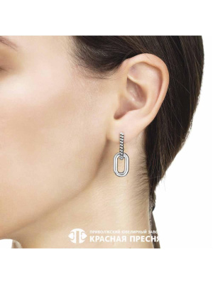 Серьги серебро 925 пробы, покрытие - оксидирование, без вставок
