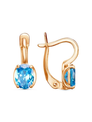 Серьги бижутерия, покрытие - золочение, вставка - фианит (недрагоценный камень)