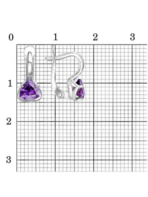 Серьги бижутерия, покрытие - серебрение, вставка - фианит (недрагоценный камень)