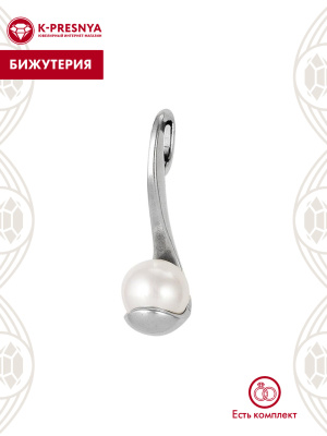 Подвеска бижутерия, покрытие - серебрение с оксидированием, вставка - имитация жемчуга