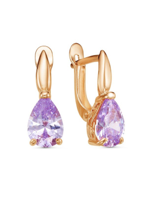 Серьги бижутерия, покрытие - золочение, вставка - фианит (недрагоценный камень)