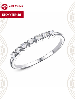 Кольцо бижутерия, покрытие - платинирование, вставка - фианит (недрагоценный камень)