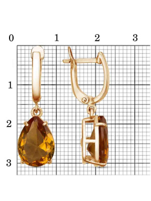 Серьги серебро 925 пробы, покрытие - золочение, вставка - искусственный султанит