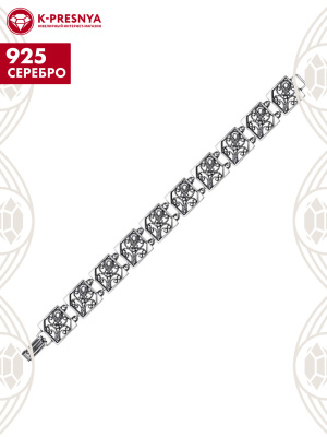 Браслет серебро 925 пробы, покрытие - оксидирование, без вставок