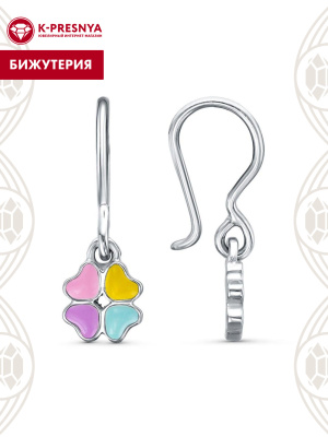 Серьги бижутерия, покрытие - серебрение, отделка - эмаль, без вставок
