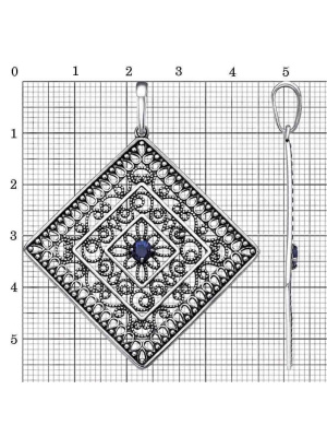 Подвеска серебро 925 пробы, покрытие - оксидирование, вставка - искусственная шпинель