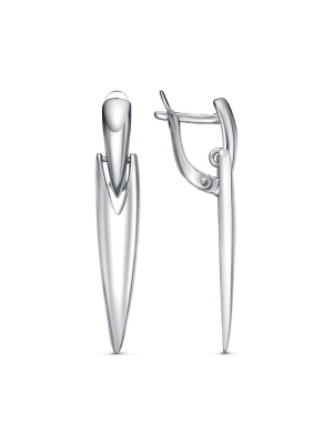 Серьги серебро 925 пробы, покрытие - платинирование, без вставок