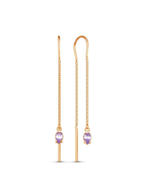 Серьги бижутерия, покрытие - золочение, вставка - фианит (недрагоценный камень)