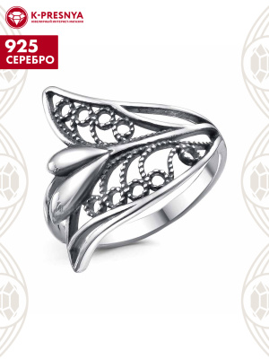 Кольцо серебро 925 пробы, покрытие - оксидирование, без вставок