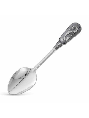 Ложка чайная «дельфин» серебро 925 пробы, покрытие - оксидирование, без вставок