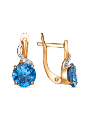 Серьги серебро 925 пробы, покрытие - золочение, выборочное родирование